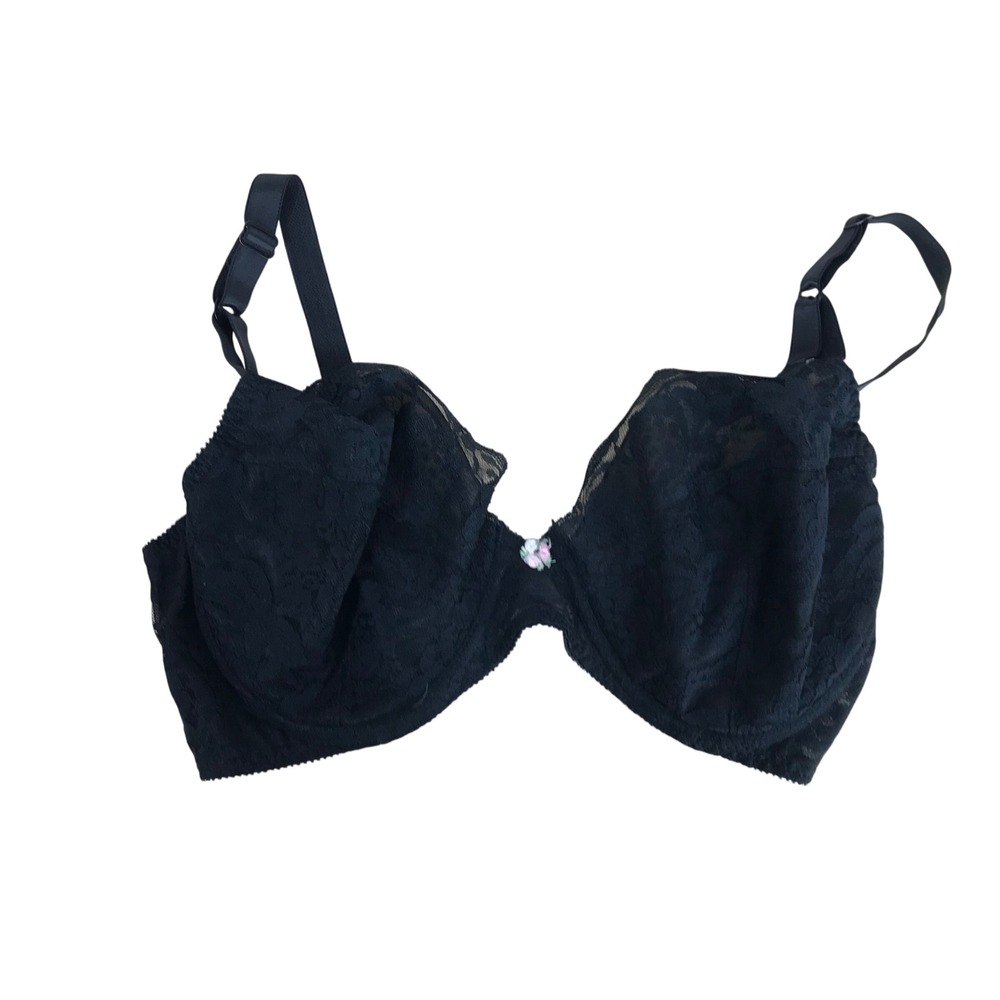 Fredericks of Hollywood Vintage 90s Black Floral Lace Rosebud Underwire Bra H361